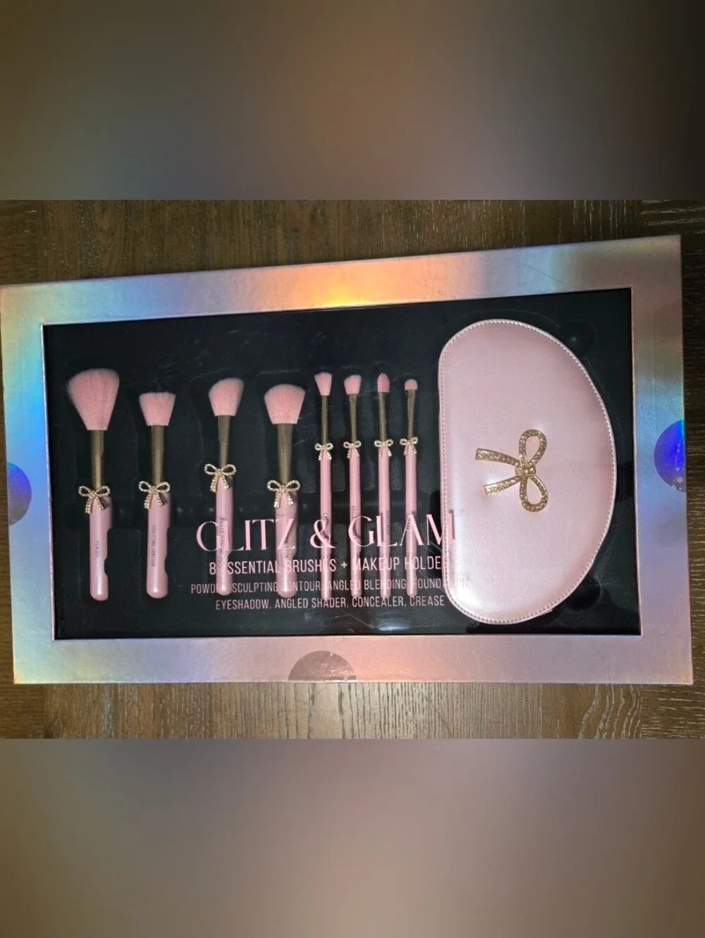 Pink Glitz & Glam 8 Pc Makeup Brush Set Rhinestone